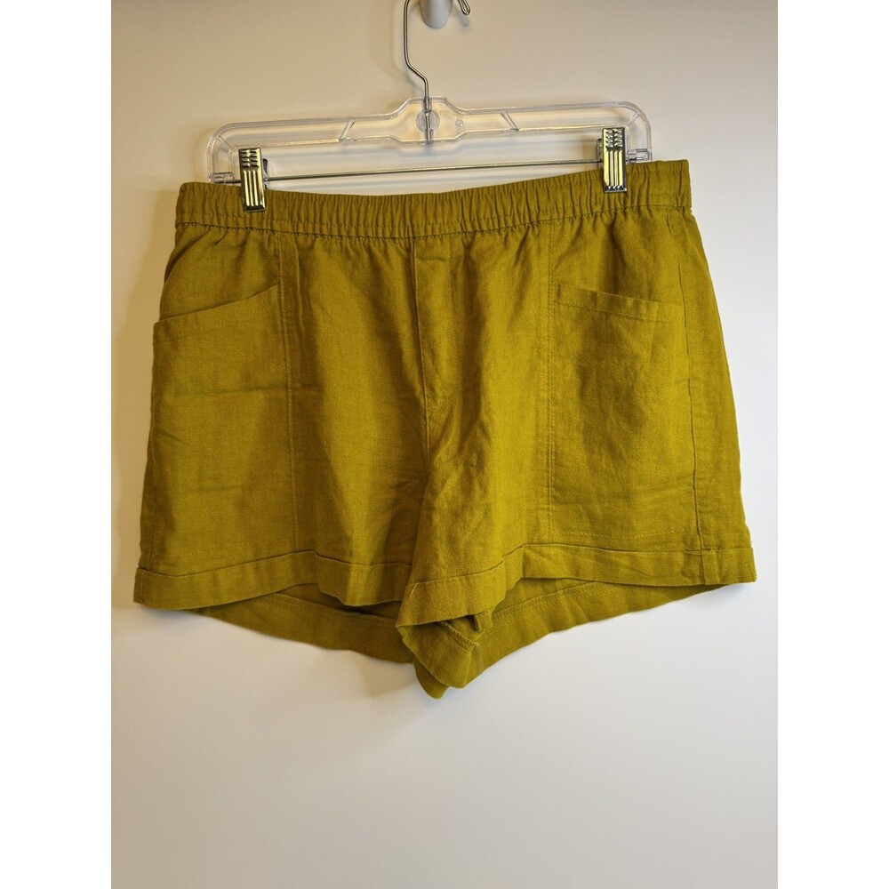New NWOT Old Navy Pull On High Rise Linen Blend Shorts Mustard Color Size Medium